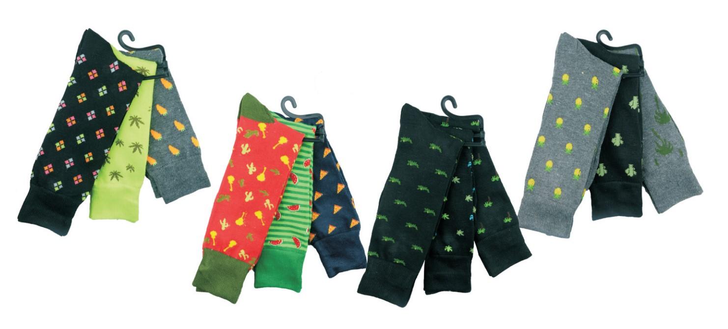 Men's Designer Printed Dress Socks - Food, Desert, & Diamond Prints - Size 10-13 - 3-Pair Packs image