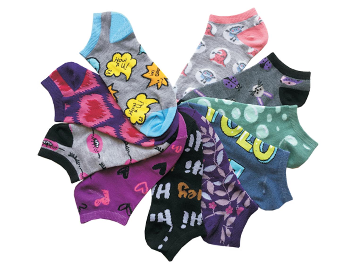 Women's No Show Novelty Socks - Pop Art Print - 10-Pair Packs - Size 9-11 image