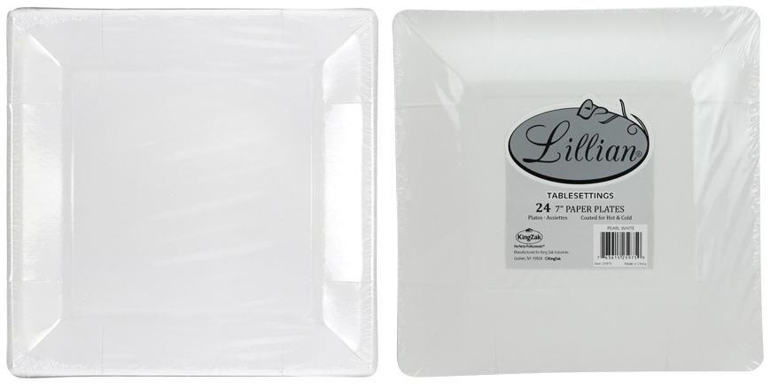 Square 7" Plate - Pearl White - Lillian image