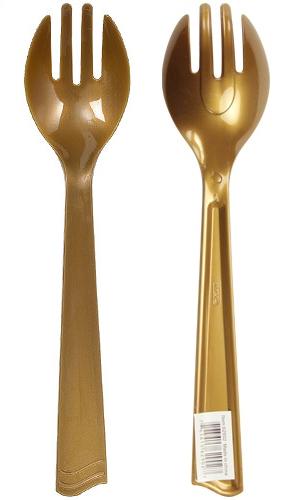 Gold Plastic Serving Fork 144-Packs - Party Dimensions image