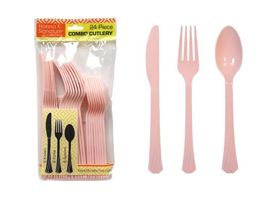 Light Pink Plastic Cutlery 24 Piece Sets by Hanna K. Signature - 24-Packs image