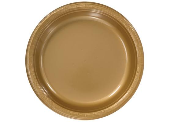 Gold 10'' Round Plastic Plates by Hanna K. Signature - 50-Packs image