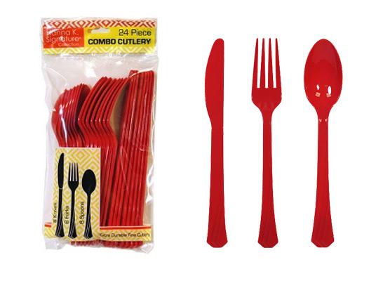 Red Plastic Cutlery 24 Piece Sets by Hanna K. Signature - 24-Packs image