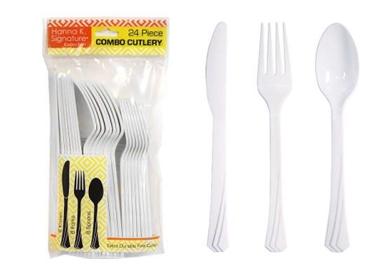 Pearl Plastic Cutlery 24 Piece Sets by Hanna K. Signature - 24-Packs image