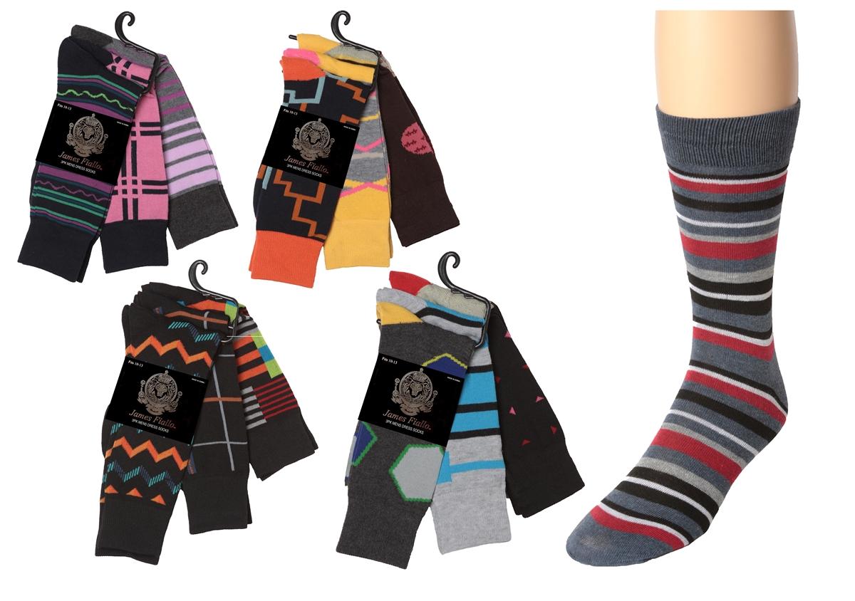 Men's Designer Dress Socks - Assorted Prints - Size 10-13 - 3-Pair Packs image