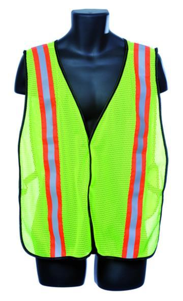 Mesh Safety Vests w/ Two-Tone Reflector Strips - General Purpose - Green - One Size Fits Most image