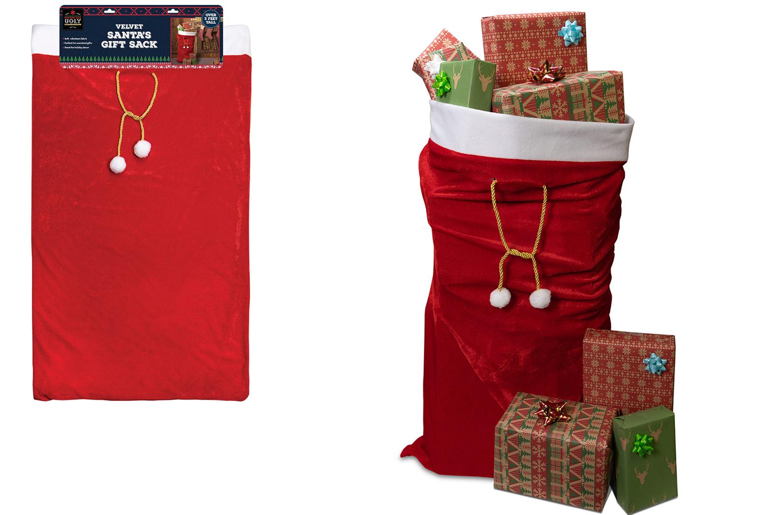 Velvet Santa Gift Sacks w/ Cord Drawstring image