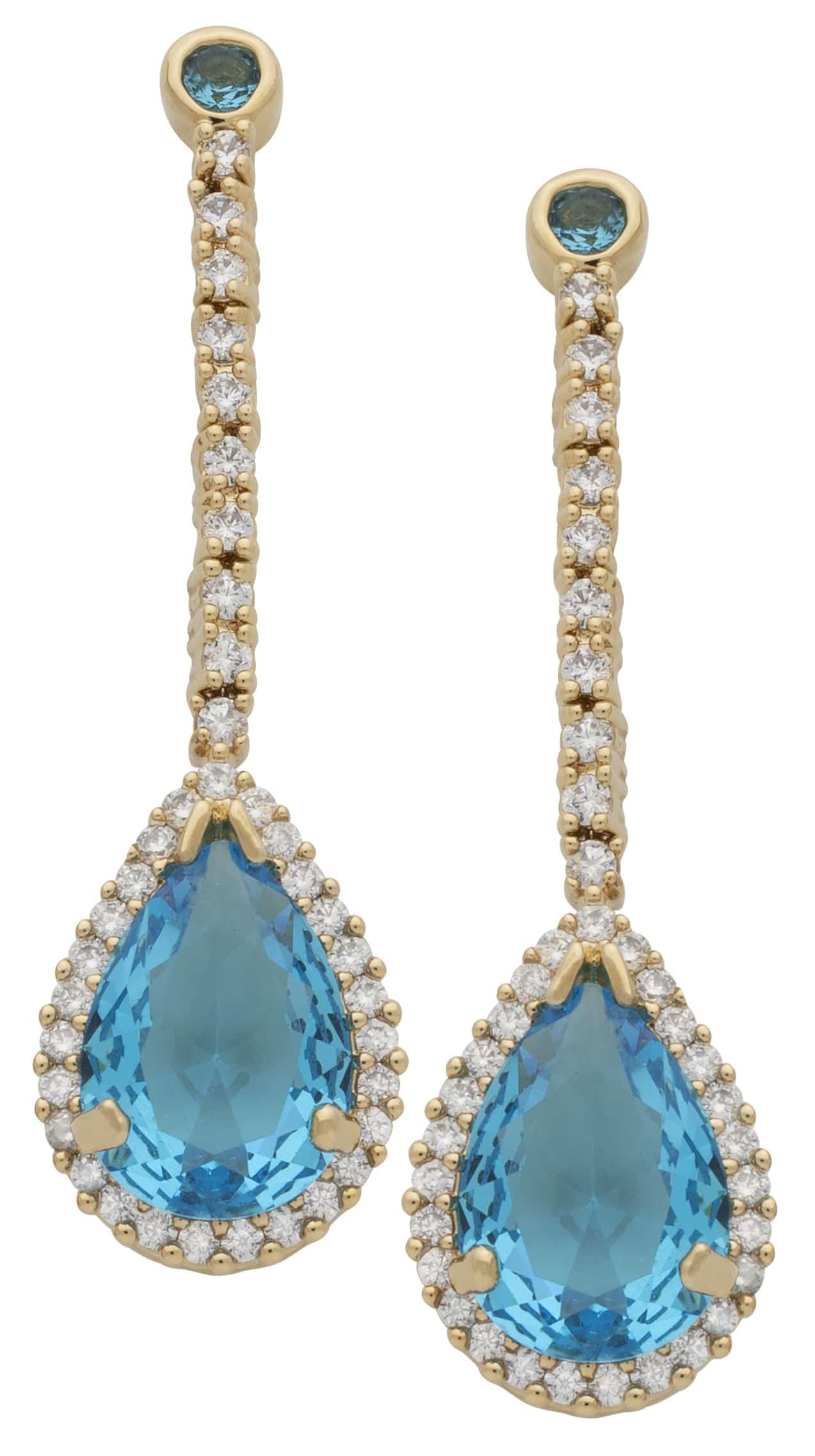 CZE-139 | CZ Dangling Turquoise Teardrop Earrings image
