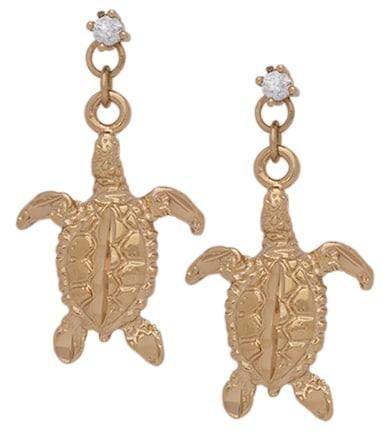 CZE-16 | CZ Dangling Sea Turtle Earrings image
