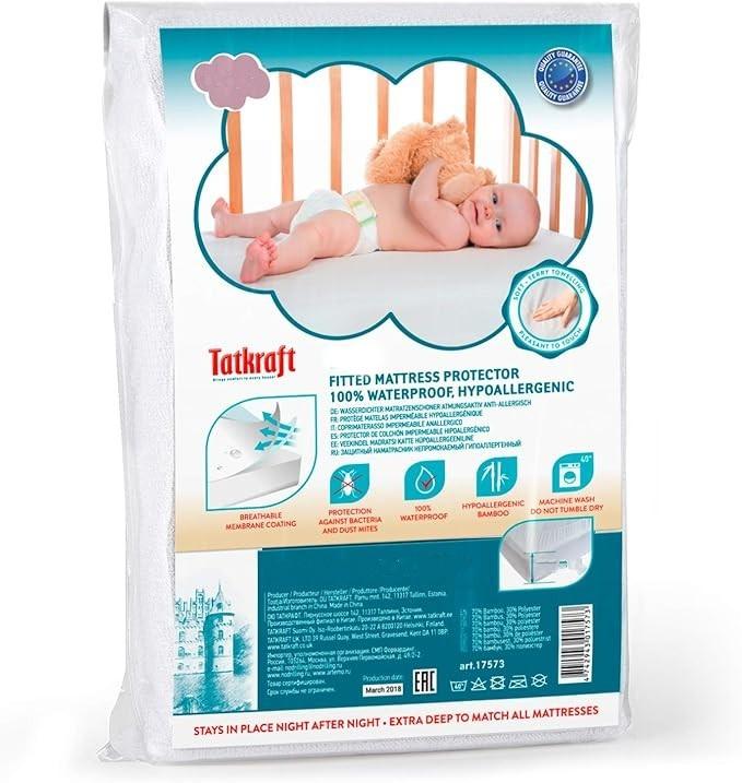 Tatkraft Waterproof Infant Crib Size Mattress Protector - Breathable - Hypoallergenic - Anti-Dustmite - Anti-Bacterial - Item #8224 image