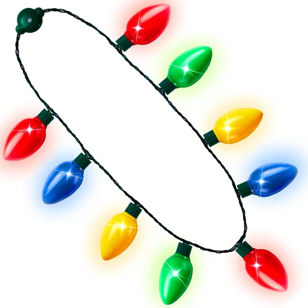Christmas Light Necklace - Colorful Christmas Accessory - 9 LED Bulbs - 6 Flash Modes - Item #8501 image
