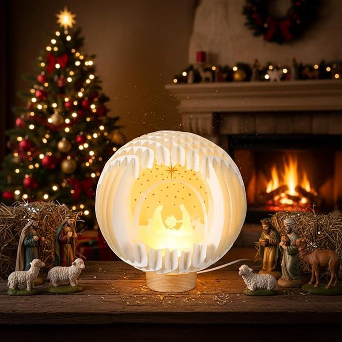 Light up Nativity Scene - Christmas Paper Nativity Scene with LED Light - 7.08 Inch - Item #8676 image