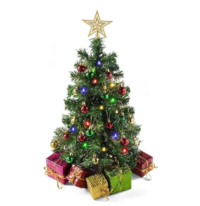 Lighted 23-Inch Christmas Tree - Star Topper - Hanging Ornaments and Gift Boxes - Item #8800 image