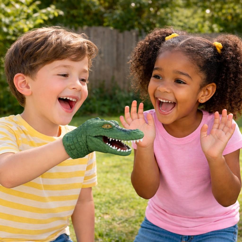 Alligator Stretchy Hand Puppet - Movable Mouth for Kids' Play - Item #8842 image