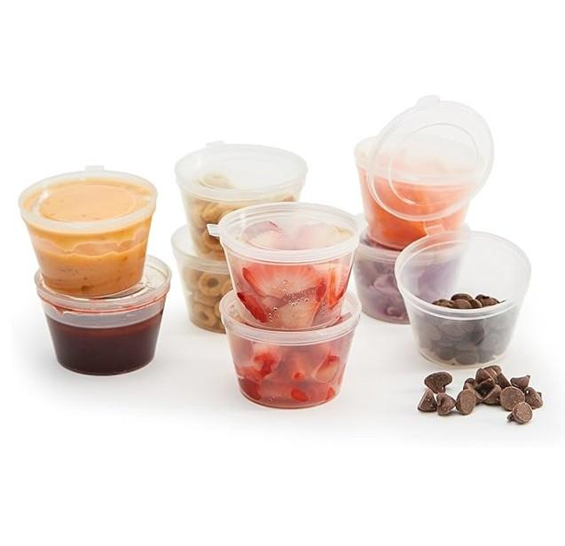 110 Pack Leak Proof Condiment Freezer/Fridge Storage Containers with Hinged Lids - 3 oz. - Item #9388 image