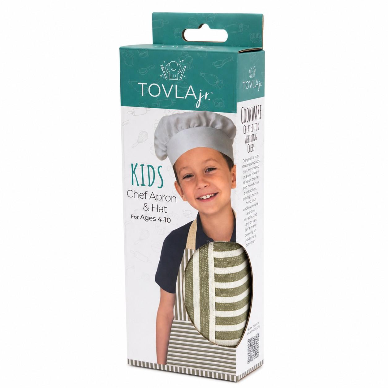 Tovla Jr. Kids Chef Apron and Hat Set - Striped - Item #9387 image