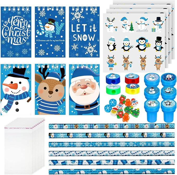193 Pieces Winter School Stationery Set - Notebooks Pencils Sharpener Erasers Stickers Stamps - Item #9370 image
