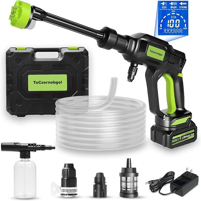 Cordless Portable Washer - 4.0Ah Battery - 1200 PSI - 6-in-1 Nozzle - 3-Speed - Item #9318 image