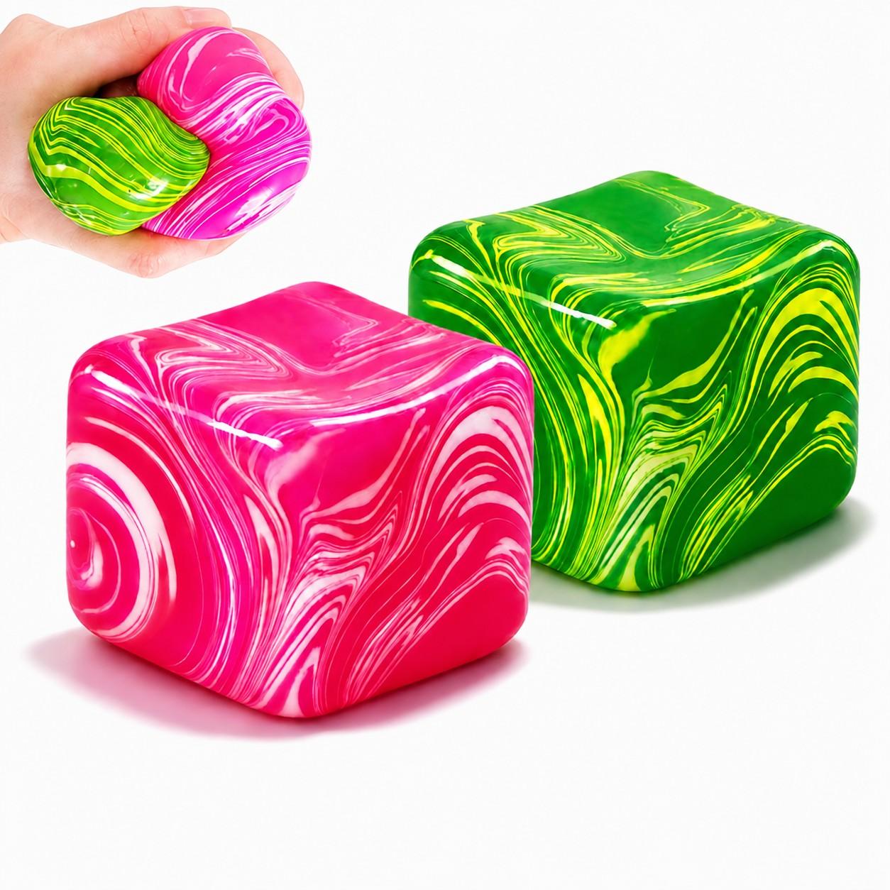 Large 2 Inch Marbleized Square Squishies - Stress Relief - Assorted 2 Colors - Item #9580 image