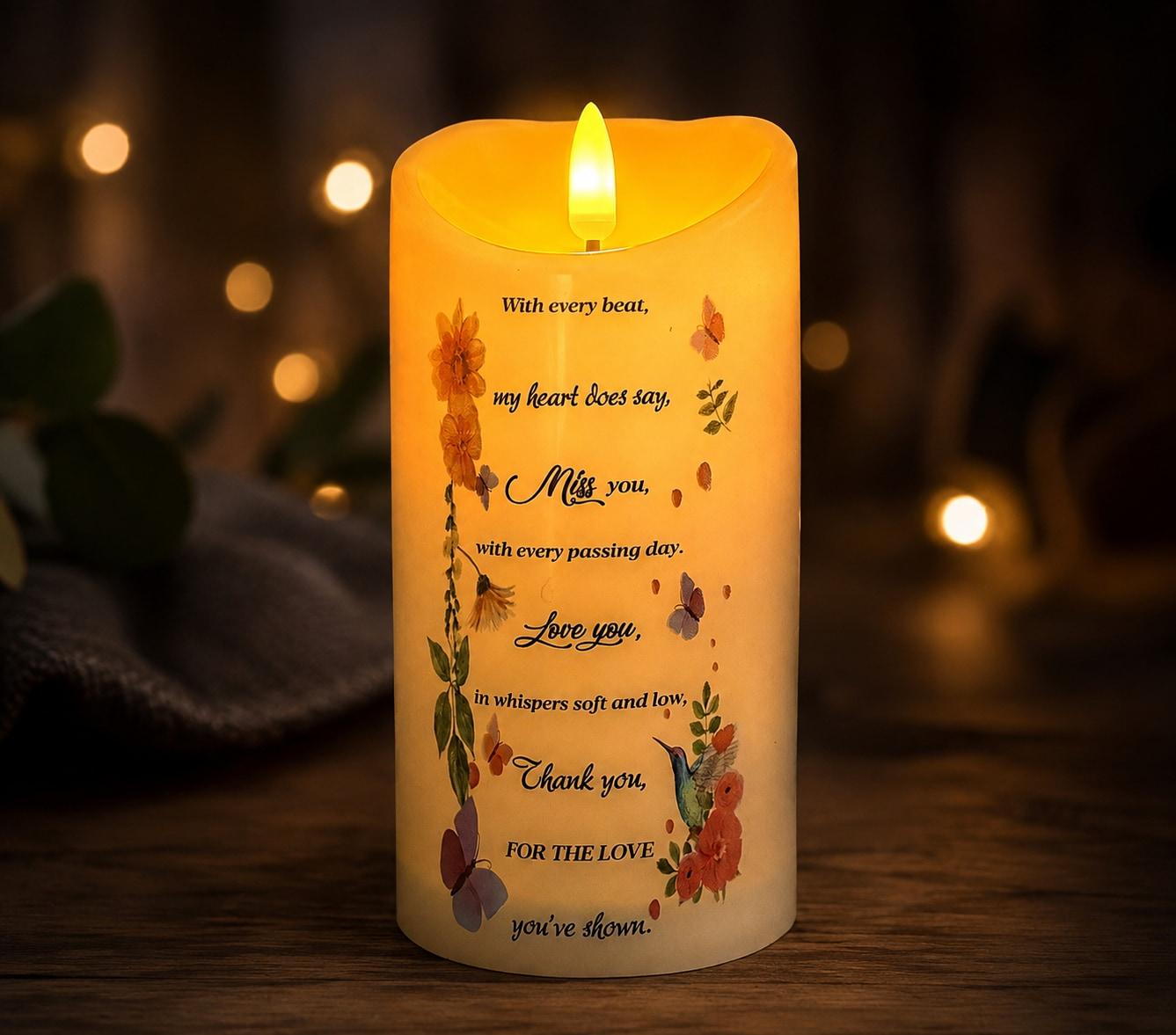 Skywin Flameless Memorial Candle - 5.9" x 2.7" LED Memorial Candle for Loss - Miss You - Item #9428 image