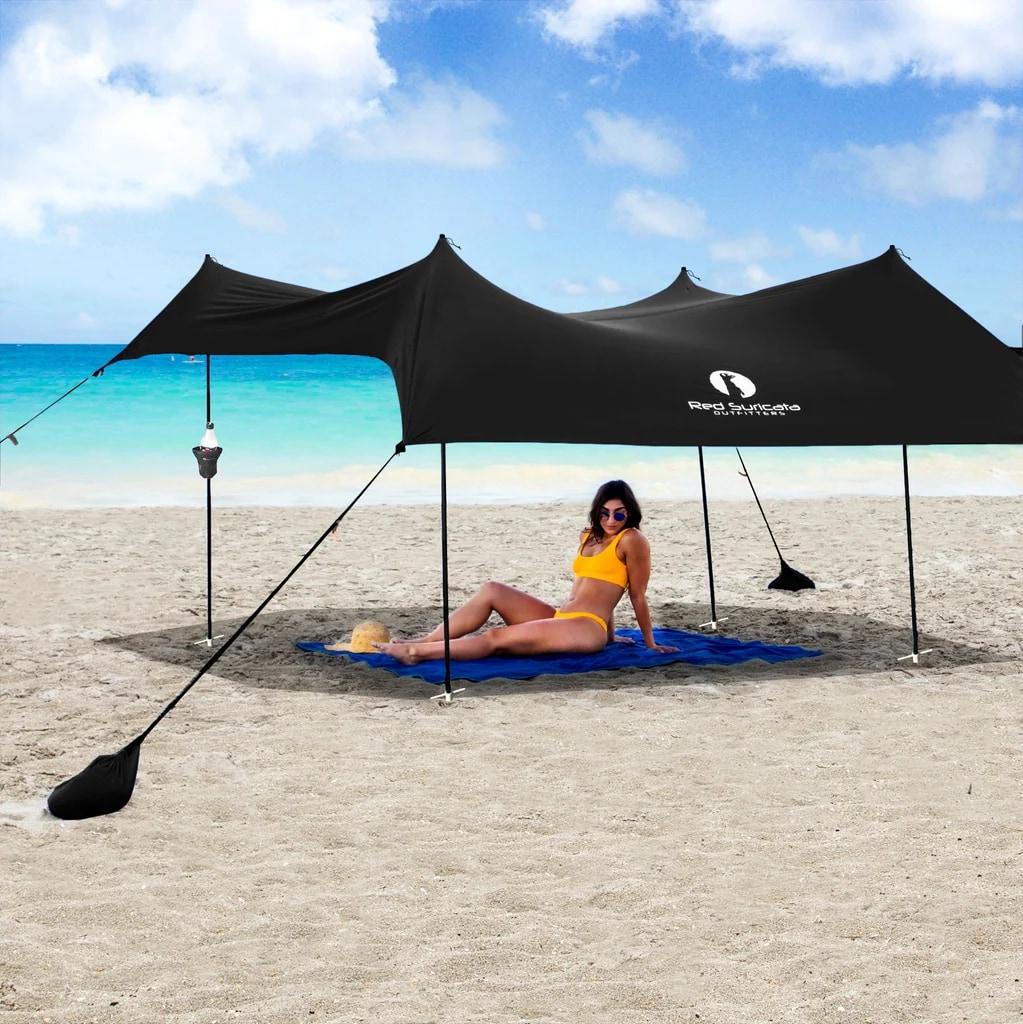 Red Suricata Family Beach Tent & Canopy - UPF50 Sun Shade - Black - Large - Item #9402 image