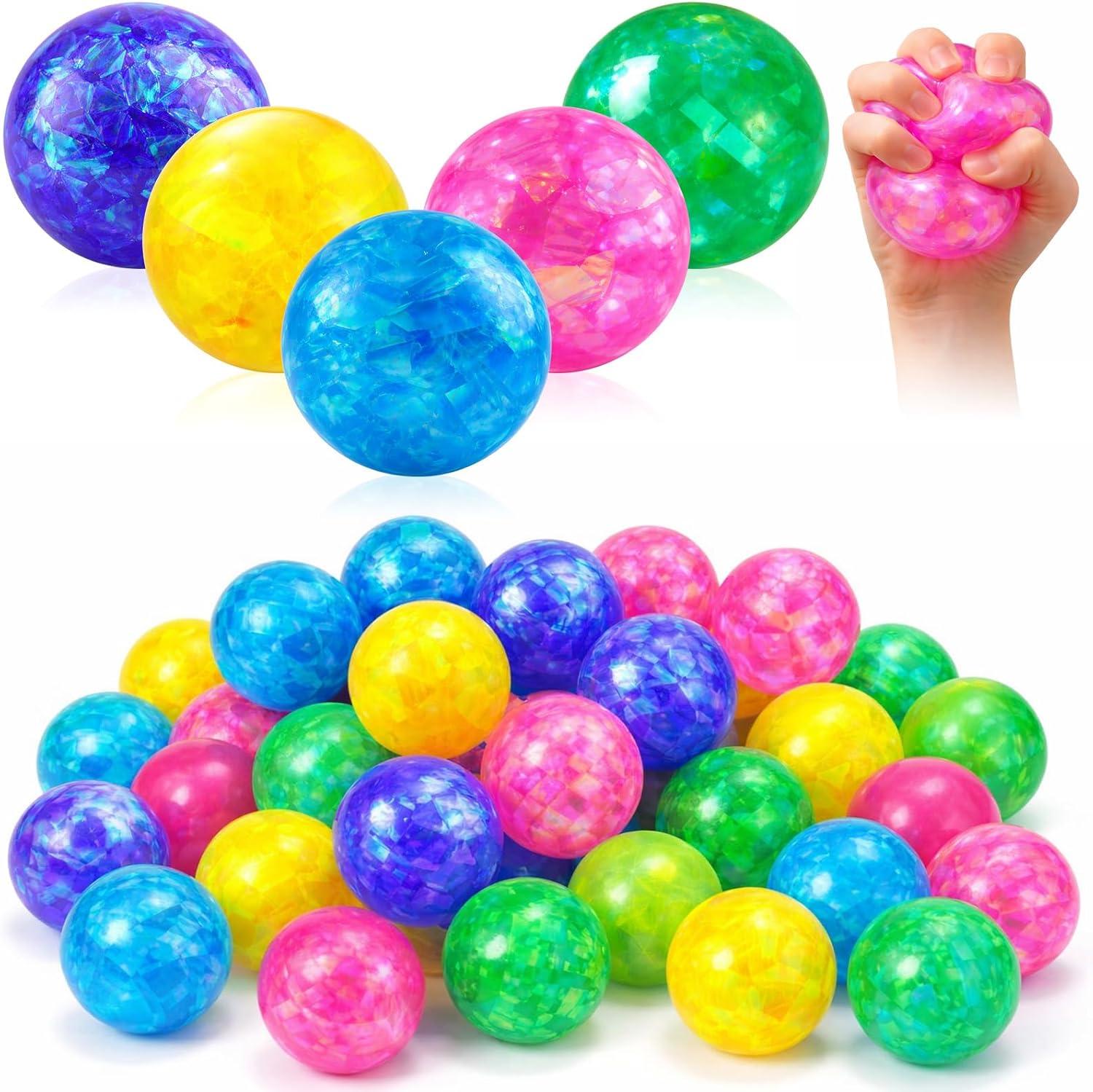 Large 2 1/2 Inch Glitter Squishy Balls - Stress Relief - Fun - Assorted Colors - Item #9579 image