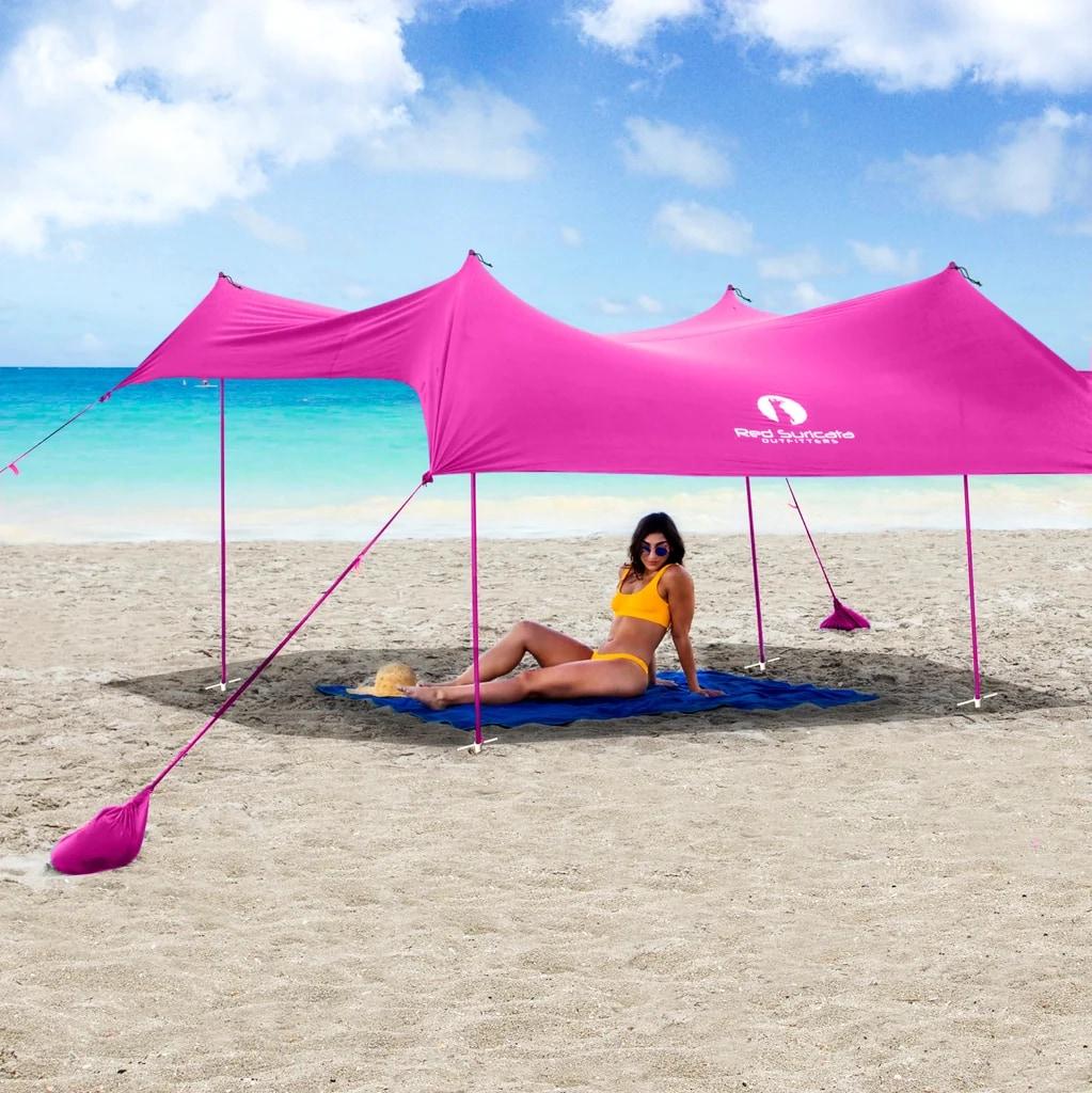 Red Suricata Family Beach Tent & Canopy - UPF50 Sun Shade - Pink - Large - Item #9403 image