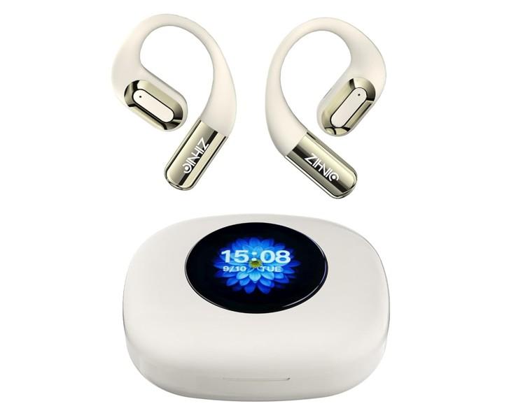 Wireless Open-Ear Headphones with Large Screen - 35H Battery Life - YH2N - Beige - Item #9589