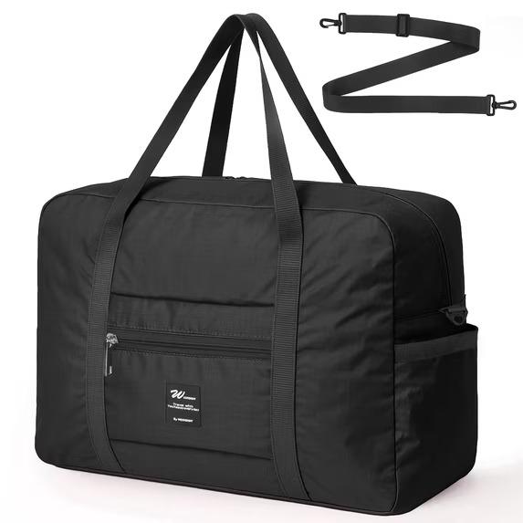 Foldable Weekender Tote Bag - 32L capacity - 18" x 13.8" x 7.87" - Multiple Pockets - Black - Item #9603 image