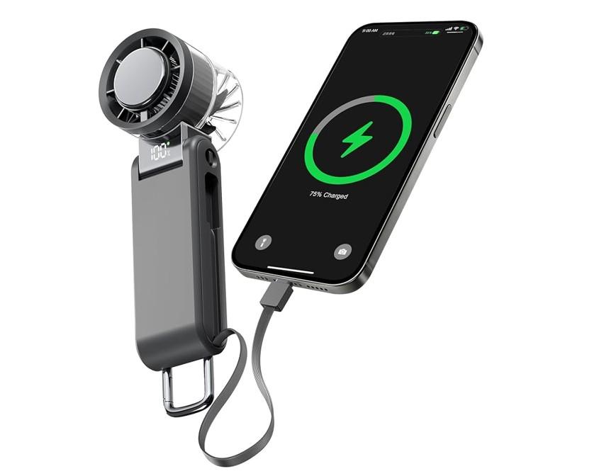 MUXNW Handheld Turbo Fan - 4000mAh Power Bank - USB-C fast charge - Item #9612