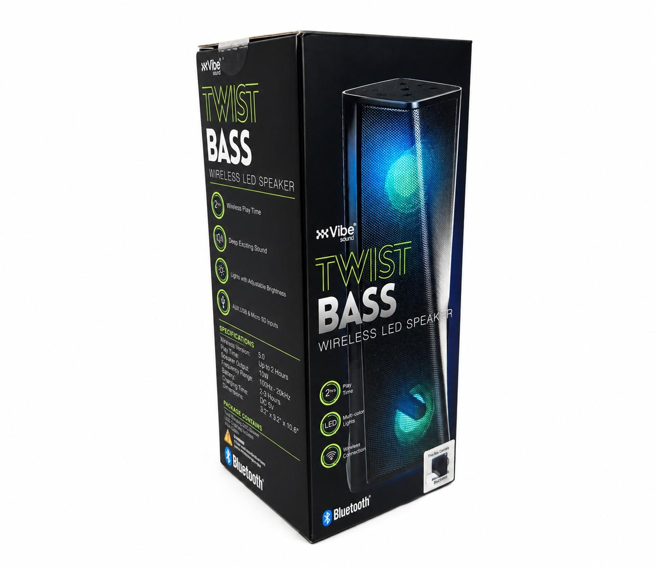 Vibe Twist Bass Wireless LED Bluetooth Speaker - USB - Item #9611
