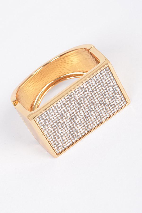 Metal Bracelet With Rhinestone Details. image