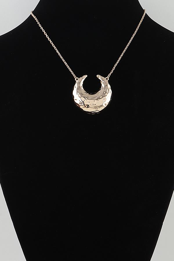 Hammered Crescent Moon Pendant Necklace image