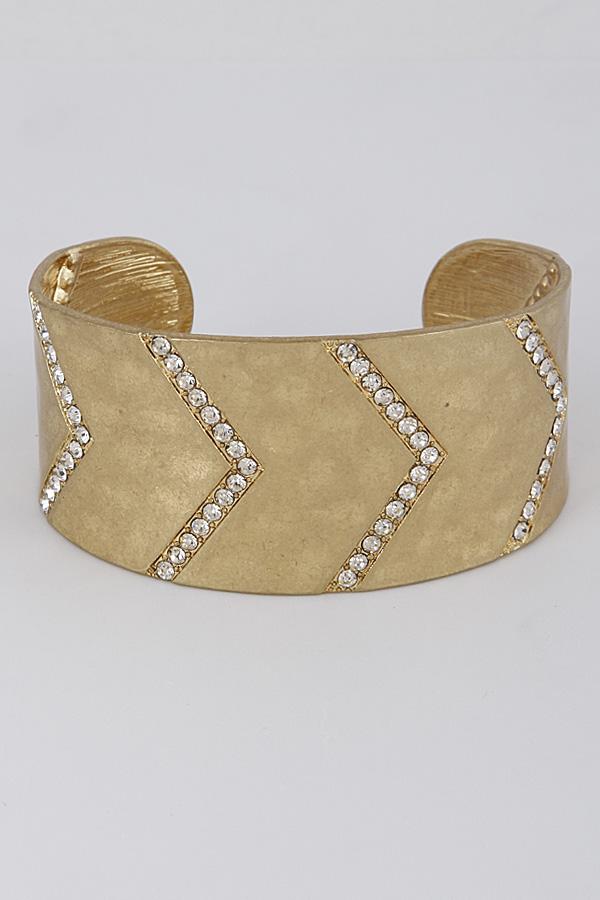 Antique Style Open Cut Bracelet With Small Rhinestones 7ICB9 image