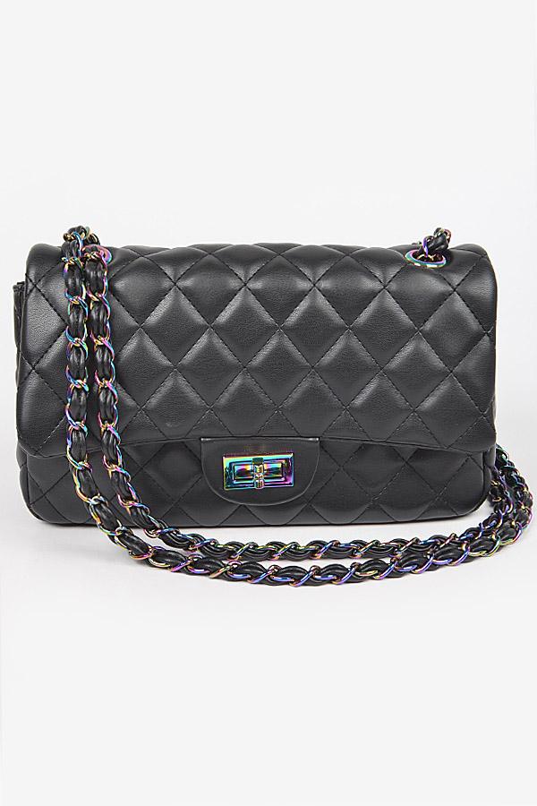 Quilted Hologram Chain Shoulder Bag image
