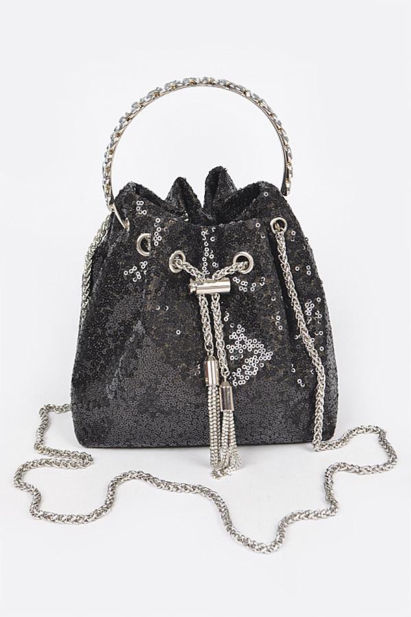 Sequins Bucket Bag W/Stone Handle image