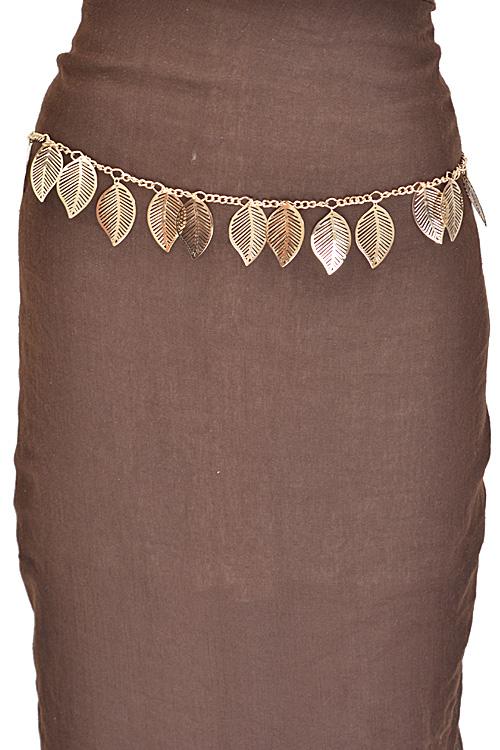 Leaf Cutout Dangle Chain Belt