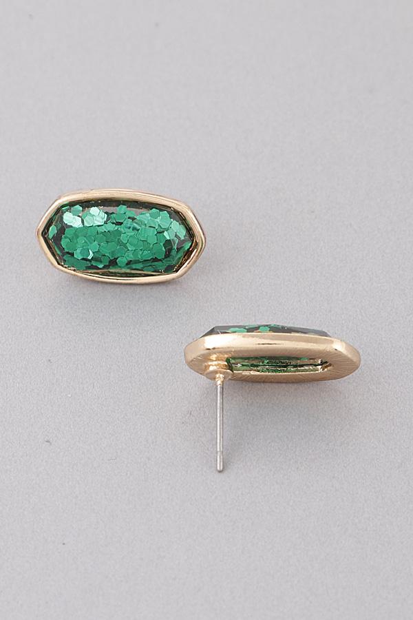Glittered Oval Stud Earrings image