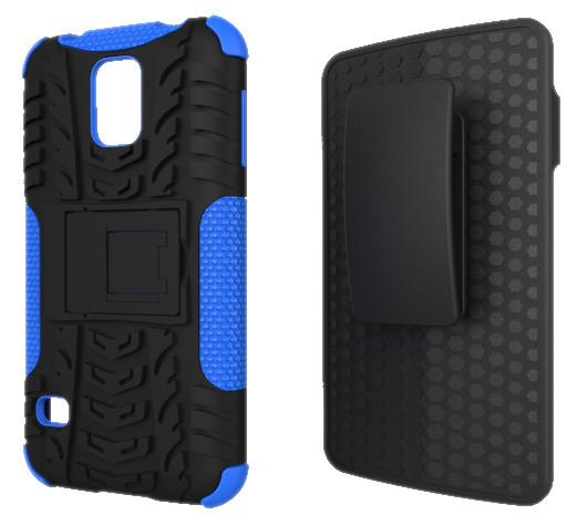 Samsung Galaxy S5 Rugged Hybrid Case Stand and Holster Clip (Blue) image