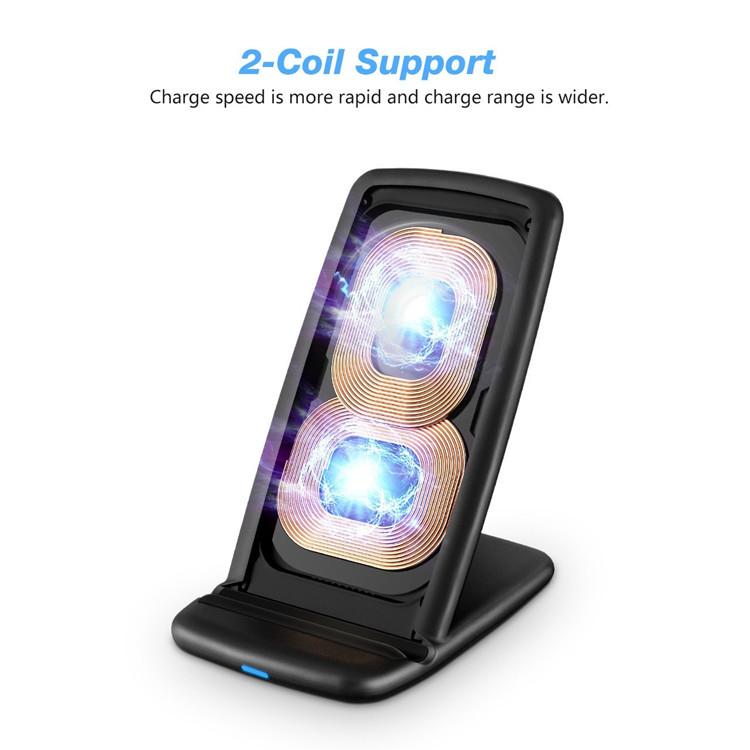 Fast Wireless Charging Charger Stand Station Qi Compatible Device (Black) image