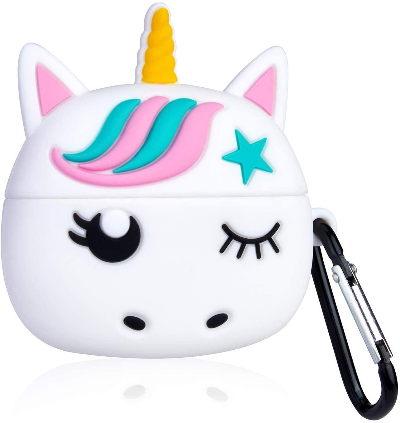 Airpod Pro Cute Design Cartoon Silicone Cover Skin for Airpod Pro Charging Case (Wink Unicorn) image