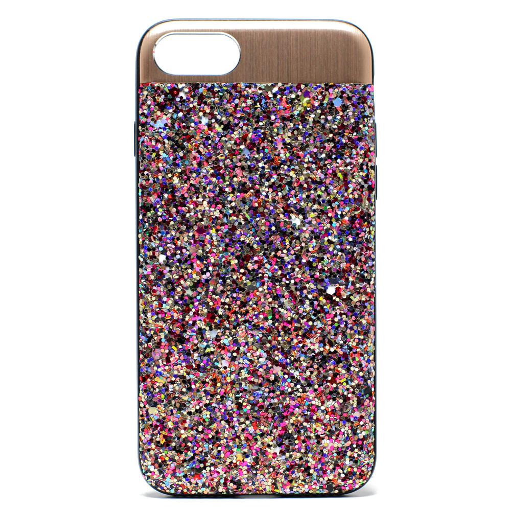 iPhone 8 / 7 Sparkling Glitter Chrome Fancy Case with Metal Plate (Rainbow Purple) image