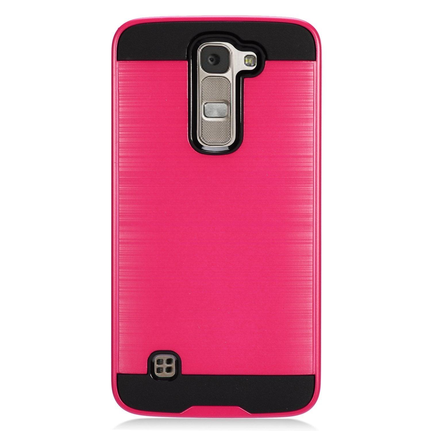 LG Tribute 5 K7 Iron Shield Hybrid Case (Hot Pink)