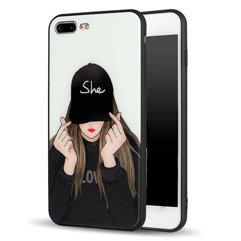 iPhone 8 Plus / 7 Plus Design Tempered Glass Hybrid Case (She Girl) image