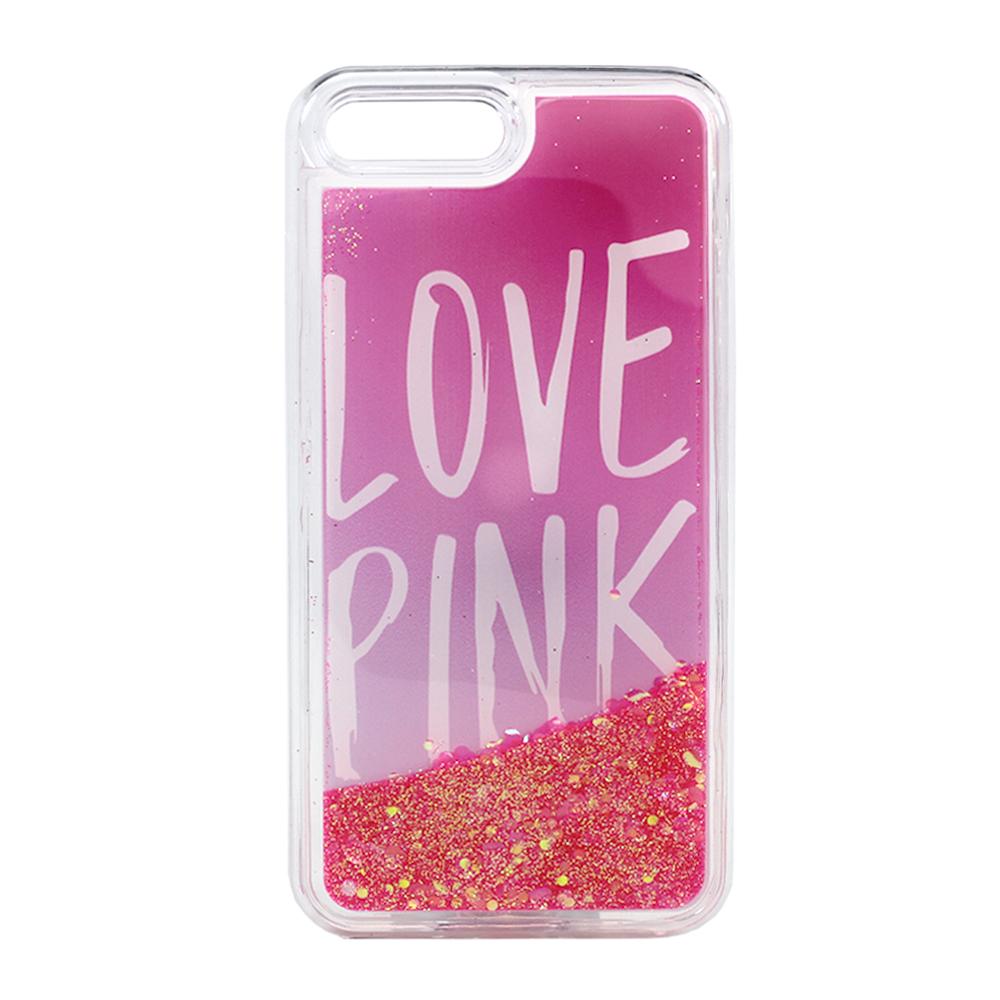 iPhone 7 Plus Design Glitter Liquid Star Dust Clear Case (Love Pink Hot Pink)