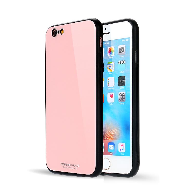 iPhone 8 Plus / 7 Plus Tempered Glass Hybrid Case Cover (Pink) image