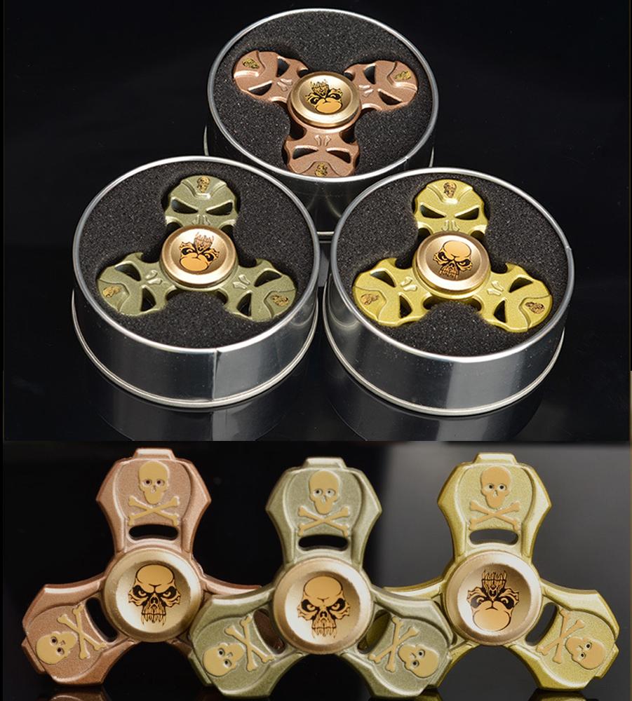 Skull Style Aluminum Metal Fidget Spinner Stress Reducer Toy for Autism Adult, Child (Mix Color) image