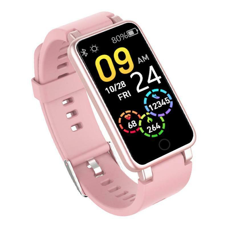 Fashion Smart Watch Sports Band Heart Rate Monitor Blood Pressure Fitness Tracker Clock Time Men Women for iOS, Android (Pink) image