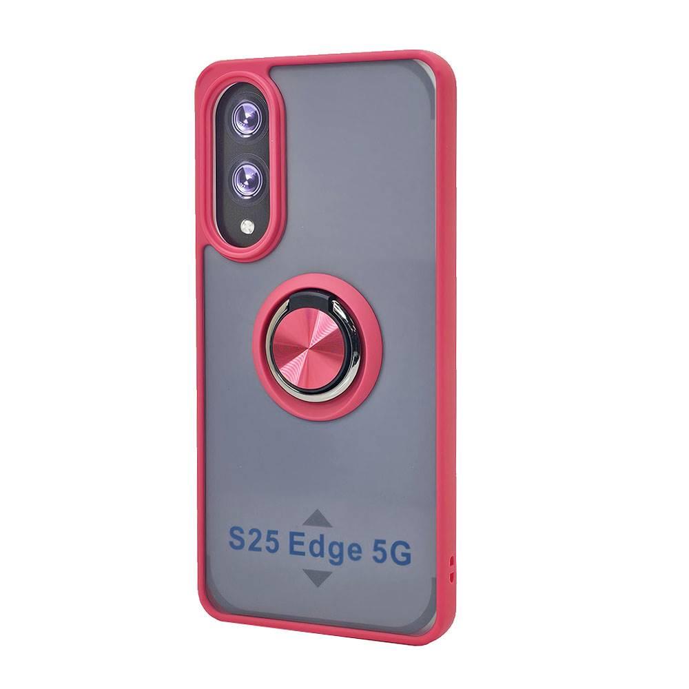 Tuff Slim Armor Ring Stand Case for Samsung Galaxy S25 Edge - Military Grade Protection Red image