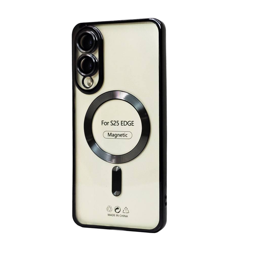 Magnetic Magsafe Circle TPU Case with Camera Protection for Samsung Galaxy S25 Edge Black image